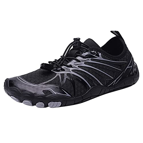 Damen Barfußschuhe - Sommer Schuhe Aqua Bequeme Weich Barefoot Shoes Men Beach Wasserfest Leicht Sommerschuhe Bequem Outdoor Breiter Shoe Water Schwarz, 39 F von SKFLABOOF