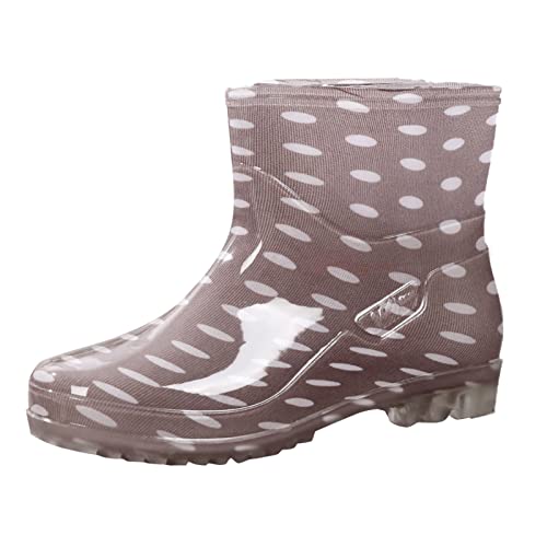 Damen Gartenschuhe | Anti-Rutsch Regenstiefel Gummistiefeletten wasserdichte Schuhe Garten Gummistiefel Regenschuhe Wasserdicht Anglerstiefel Reitstiefel Damen Gummistiefel Halbhoch (Grau, EU 36) von SKFLABOOF