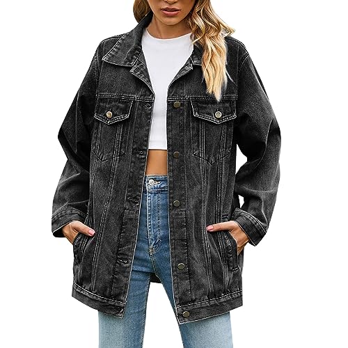 Damen Jacke übergang, Jeans Jacke Jeansjacke Damen Street One Sommerjacke Übergangsjacke Blouson Sommer Leichte Jacken Sommerjacken Damenjacken Damenbekleidung Grau, L von SKFLABOOF