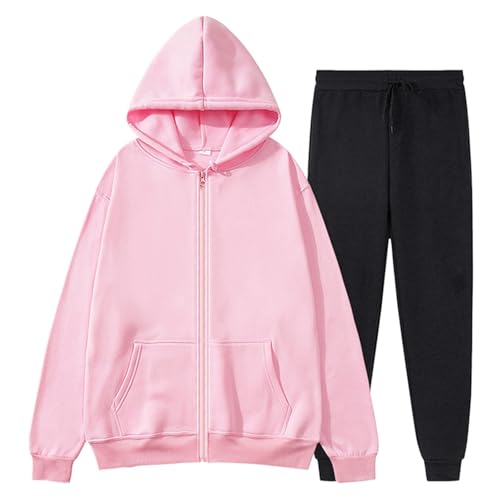 Damen Jogginganzug Hosenanzug Sportkleidung Frauen Set Sportbekleidung Gym Wear Kleidung Hose Und Oberteil Bekleidungssets Für Sport Rosa, S von SKFLABOOF