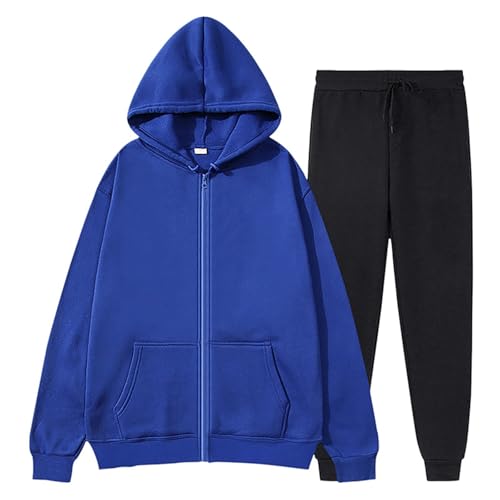 Damen Jogginganzug Sportanzug Sportswear Bekleidungssets Für Hausanzug Elegant 2 Teiler Sport Zweiteiler Hose Und Top Blau, XL von SKFLABOOF