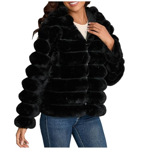 Damen Pelzmantel Wintermantel Warme Cardigan Mantel Unifarben Kunstpelz Flauschige Fellmantel Parka Outwear von SKFLABOOF