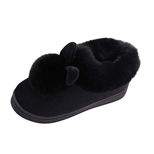 Damen Schuhe Sale, Hausschlappen Damen Furry Warme Hausschuhe House Slippers Women Aesthetic Hüttenschuhe Süße Warm Herren-Hausschuhe Herren Lustig Schwarz, 40-41 von SKFLABOOF