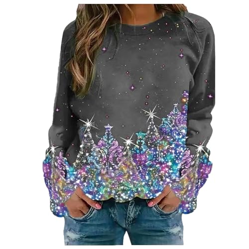 Damen Weihnachtspullover Winter Damen Hässlich Ohne Kapuze Lustig Weinglas Gedruckt Muster Langarmshirt Pullover Weihnachtsmotiv Rundhals Casual Lose Weihnachtspullover von SKFLABOOF