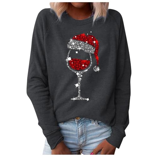 Damen Weihnachtspullover Winter Dicke Fleecepullover Ohne Kapuze Ugly Christmas Sweater Lustig Langarm Pärchen Weihnachtsoutfit Personalisierte Pullover Grau XXL von SKFLABOOF