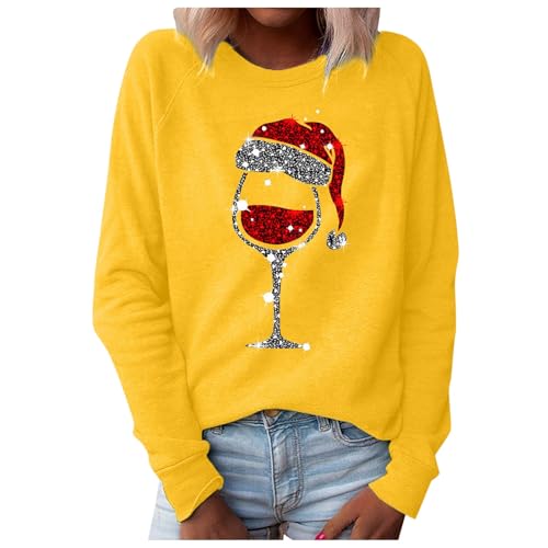 Damen Weihnachtspullover Winter Dicke Hässlich Weihnachtspulli Sweater Christmas Sweater Personalisierte Lustig Warm Weihnachtspullover Winterpullover Weihnachtsoutfit Gelb L von SKFLABOOF