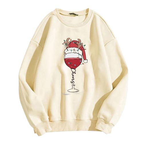 Damen Weihnachtspullover Winter Hässlich Warm Sweater Weihnachtspulli Hässliche Weihnachtspullover Weihnachts Winter Personalisierte Winterpullover Weihnachtspullover Weihnachtsoutfit Beige L von SKFLABOOF