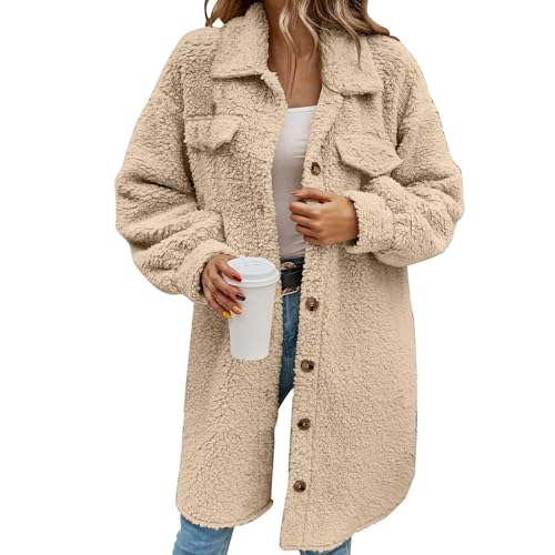 Damen Winterjacke Elegant Oversized Plüschjacke Coat Lang Cardigan Outwear Coat Warme Lang Parka Plüschmantel Übergangsjacke Trenchcoat Beige M Damen Winterjacke Elegant Oversized Plüschjacke Coat Lang Cardigan Outwear Coat Warme Lang Parka Plüschmantel Übergangsjacke Trenchcoat Beige M von SKFLABOOF