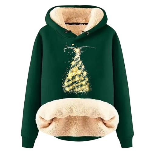 Damenmode Sale, Weihnachts Hoodie Weihnachtsoutfit Damen Christmas Pullover Herren Sherpa Weihnachtspullover Für Weihnachtskleidung Fleece Grün, 4XL von SKFLABOOF