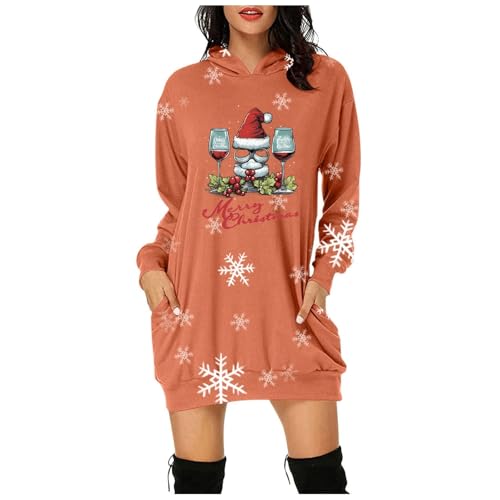 Damenmode Sale, Weihnachtskleidung Damen Weihnachtsoutfit Kleid Weihnachten Lustig Hoodie Kostüm Weihnachts Schöne Kleider Orange, L von SKFLABOOF