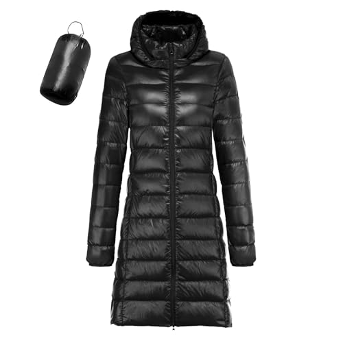 Daunenmantel Damen Einfarbig Anorak Steppmantel Übergangsjacke Winter Puffer Jacke Parka Winterparka Leichte Wintermantel Schwarz 3XL von SKFLABOOF