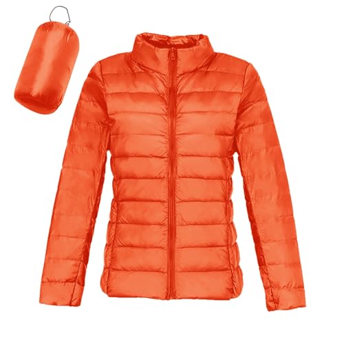 Daunenmantel Damen Leichte Parka Boston Anorak Sale Winter Übergangsjacke Übergangsjacke Wintermantel Einfarbig Winterparka Orange 3XL von SKFLABOOF