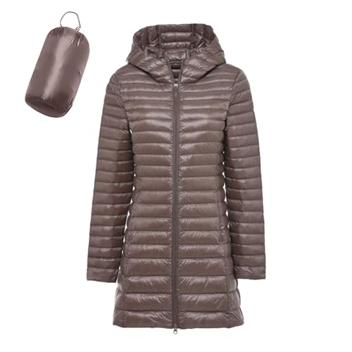 Daunenmantel Damen Leichte Parka Boston Wintermantel Sale Parka Puffer Jacke Winter Steppmantel Einfarbig Winterparka Khaki XL von SKFLABOOF