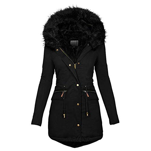 Daunenmantel Damen Outdoor Puffer Jacke Übergangsjacke Winter Sale Parka Boston Parka Wintermantel Elegant Steppmantel Schwarz 3XL von SKFLABOOF