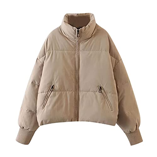 Daunenmantel Damen Parka Parka Boston Steppjacke Winter Sale Anorak Leichte Übergangsjacke Outdoor Steppmantel Khaki XS von SKFLABOOF