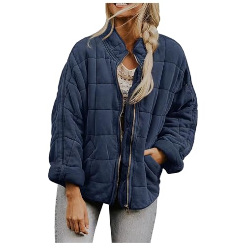 Daunenmantel Damen Parka Steppjacke Übergangsjacke Leichte Sale Anorak Winter Puffer Jacke Outdoor Wintermantel Dunkelblau S von SKFLABOOF