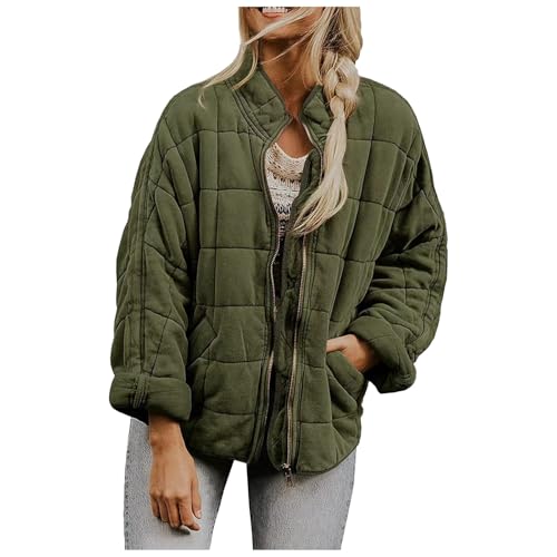 Daunenmantel Damen Parka Steppjacke Übergangsjacke Leichte Sale Anorak Winter Puffer Jacke Outdoor Wintermantel Grün XL von SKFLABOOF