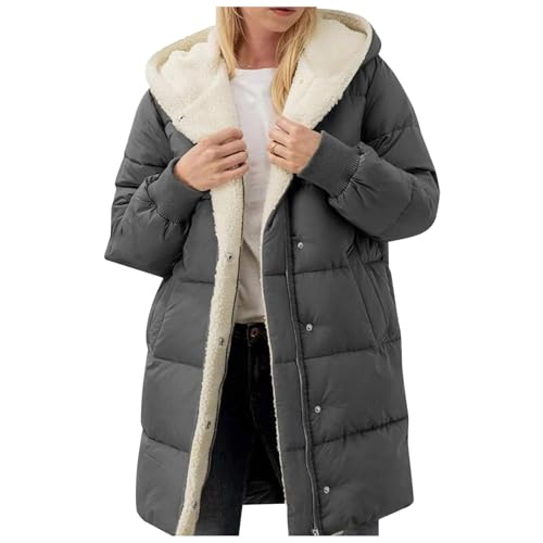 Daunenmantel Damen Parka Steppmantel Übergangsjacke Einfarbig Sale Parka Boston Leichte Winterparka Elegant Steppjacke Grau 3XL von SKFLABOOF