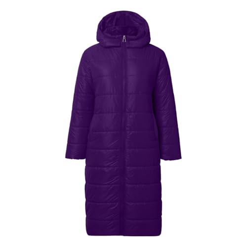 Daunenmantel Damen Sale Puffer Jacke Wintermantel Winter Einfarbig Übergangsjacke Outdoor Steppmantel Leichte Anorak Dunkelviolett XXL von SKFLABOOF