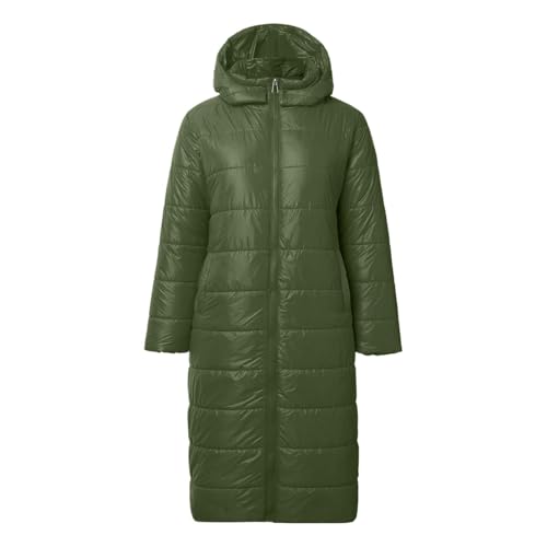 Daunenmantel Damen Sale Puffer Jacke Wintermantel Winter Einfarbig Übergangsjacke Outdoor Steppmantel Leichte Anorak Grün L von SKFLABOOF