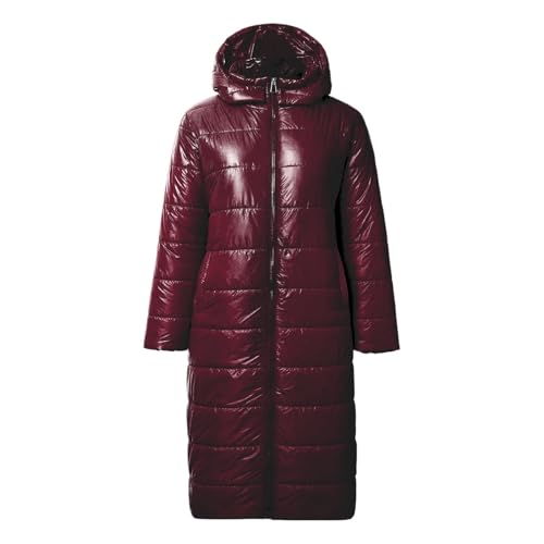 Daunenmantel Damen Sale Puffer Jacke Wintermantel Winter Einfarbig Übergangsjacke Outdoor Steppmantel Leichte Anorak Ziegelrot L von SKFLABOOF