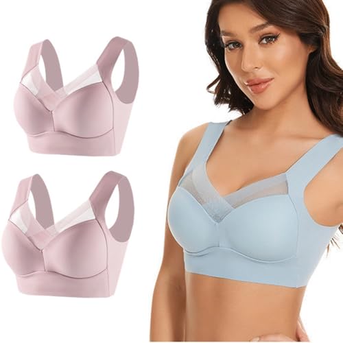 Deals of The Day, 2PC Hatme Haltungskorrektur BH - Mit Push Up Klassische Bralette Bequeme Original Große Größen Women's Still Büstenhalter Bequemer (Rosa, 5XL) von SKFLABOOF