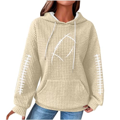 Deals of The Day, Couple Hoodie - Oversize Pullover Damen Jacke Kapuzen Sweatshirts Oberteil Sport Tshirt Oversized Baggy Sweatshirt Aufdruck (Beige, XL) von SKFLABOOF