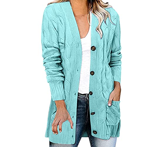 Deals of The Day, Damen Cardigan - Damen Cardigan Leichte Strickjacke Boleros Für Damen Vorne Offen Elegant Jacke Strickjacken Kurz Strick Pullover Strickjacken Für Damen Hellblau, XXL von SKFLABOOF