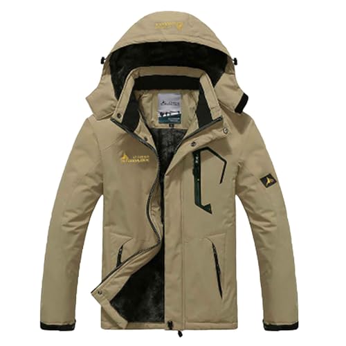 Deals of The Day, Damen Skijacke Arbeitsjacke Winter Mens Jacket Winterjacke Wasserdicht Herren Warm Jacke Wintermantel Gefüttert Jackets Khaki, 5XL von SKFLABOOF