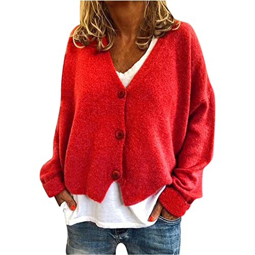 Deals of The Day, Damen Strickjacke - Damen Strickjacke Strickpullover Damen Bolero Jacke Kurze Kurz Cardigan Strickjacken Elegant Elegante Pullover Strick Pullover Für Damen Rot, L Deals of The Day, Damen Strickjacke - Damen Strickjacke Strickpullover Damen Bolero Jacke Kurze Kurz Cardigan Strickjacken Elegant Elegante Pullover Strick Pullover Für Damen Rot, L von SKFLABOOF