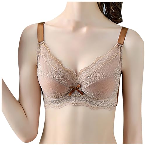 Deals of The Day, Dirndl BH Push Up Extrem - Damen Frauen Spitze Dirndl-BHS mit Bügel Brüste Büstenhalter Dirndl-BH Schalen BHS (Coffee, XL) von SKFLABOOF