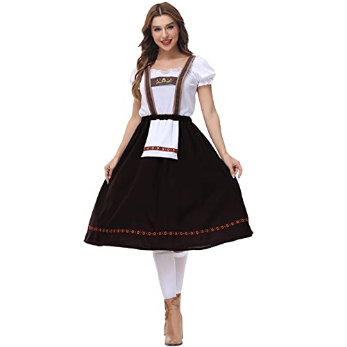 Deals of The Day, Dirndl Midi Damen - Trachtenkleid Kleid Hochgeschlossen Rock Dindl Oktoberfest Trachtenmode Grosse Grössen Dirndlschürze Trachtenblusen Kaffee, L von SKFLABOOF