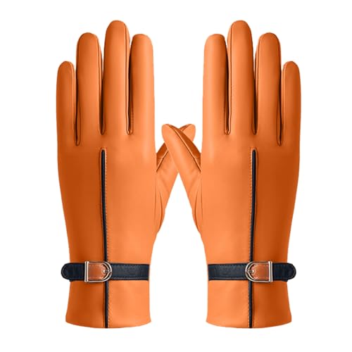 Deals of The Day, EIN Stück Damen Handschuhe Winter Thermohandschuhe Herren Frauen Sport Sporthandschuhe Fahrradhandschuhe Lauf Fahrrad Orange, L von SKFLABOOF