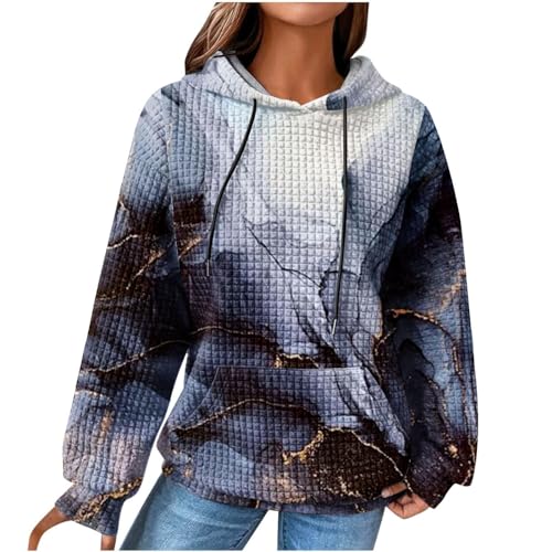 Deals of The Day, Hoodie Damen Oversize - Oversized Kleid Sweatshirts Kapuze Sweatshirt Baggy Kapuzenjacke Sweater Jacke Kapuzen Hoody Kapuzenpulli (Blau, XL) von SKFLABOOF