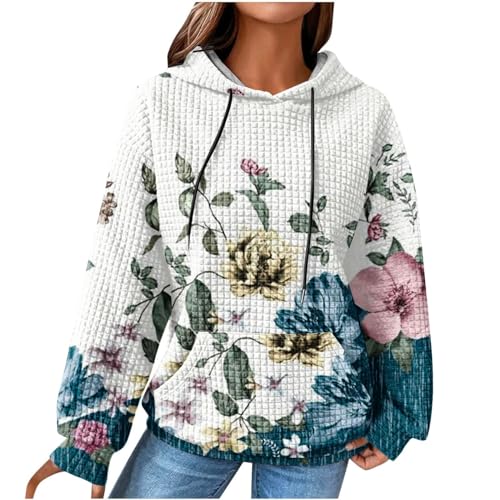 Deals of The Day, Hoodie Damen Oversize - Oversized Kleid Sweatshirts Kapuze Sweatshirt Baggy Kapuzenjacke Sweater Jacke Kapuzen Hoody Kapuzenpulli (Weiß, 3XL) von SKFLABOOF