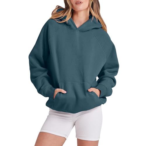 Deals of The Day, Hoodie Teenager Mädchen - Gym Clothes Women Sport Shirts Für Damen Oversize Baggy Hoodies Kleid Sweatshirt Jacke Sweatjacke Pulli (Hellblau, XXL) von SKFLABOOF