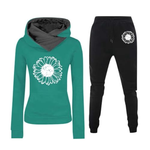 Deals of The Day, Jogginganzug Damen Herren Set - Einfarbig Trainingsanzug Herren Löwenzahn Sportanzug Herz-EKG Tracksuit Y2K Hausanzug Damen Herren Smile Elegant Streatwear 021a Grün, S von SKFLABOOF