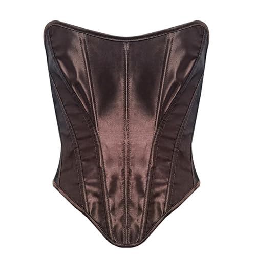 Deals of The Day, Korsage Corsagenkleid Damen Trachten Mieder Underbust Corset Bodyshape Shapewear Body Schnürkorsett Korsett Unterbrust Top braun, S von SKFLABOOF