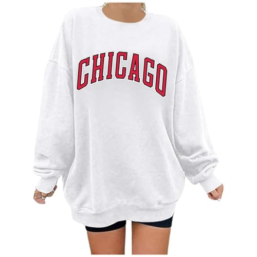 Deals of The Day, Pulli Teenager Mädchen Aesthetic Clothes Kleidung Longpullover Oversize Trend Klamotten Pullover Für Oberteile Damen Sweatshirt 10 Jahre Weiss, XL von SKFLABOOF