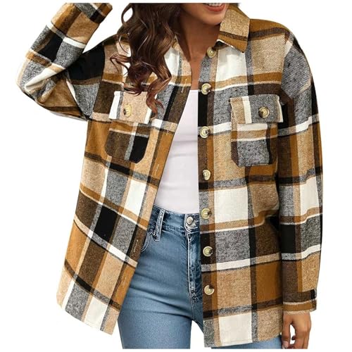 Deals of The Day, Teddy Damen Jacke Wollmantel Winter Kurzmantel Plüschjacke Kuschelige Elegante Mantel Winterjacke Flauschig Warme Coffee, XL von SKFLABOOF