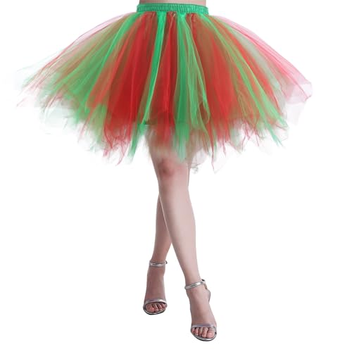 Einhorn Rock Erwachsene, Bunter Tüllrock Regenbogen Damen Ballettrock Petticoat Tutu Rock Damen 50Er Rockabilly Karneval Ballerina Kostüm Damen Fasching Grün, XL von SKFLABOOF