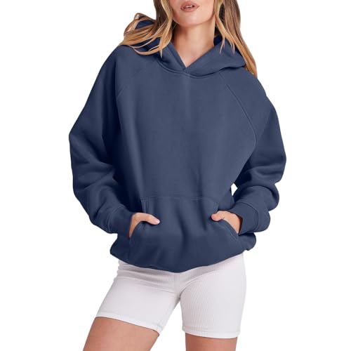 Essentials Hoodie Damen Oversize Sweatjacke Kapuze Basic Hoodie Jacke Plus Size Herbst Winter Weich Langarm Kapuzenpullover Pullover Hoodie Hoodie von SKFLABOOF