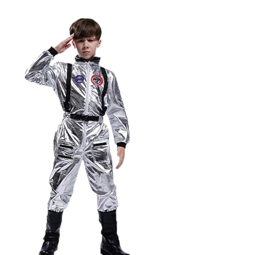 Fasching kostüm Erwachsene, Astronauten Kostüm Damen Herren - Faschingskostüme Astronaut Costume Pilot Weltraum - Kostüm - Karneval- Astronauten Space Weltall Kostüm 003 Silber von SKFLABOOF