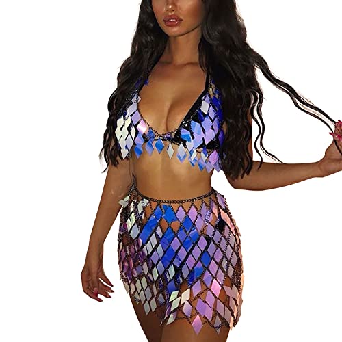 Festival Outfit Reizwäsche Outfit Bauchtanz Kostüm Damen Metallic Bikini Glitzer Body Damen Kinky Outfit Club Outfit Damen Leder Oberteil Damen Bikini Brazilian von SKFLABOOF