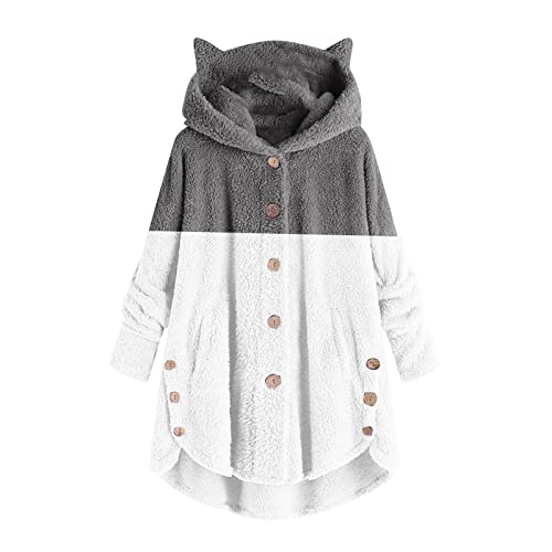 Fleece Jacke Damen - Fleecejacke Pullover Classic Daunenjacke Shirtjacke Winter Jacken Für Fitness Langarm Fleecemantel Laufjacke F Grau, L von SKFLABOOF