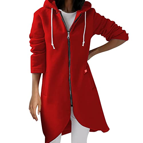 Fleece Jacke Damen - Jacken College Winter Classics Arbeitsjacke Freizeit Fitness Bomberjacke Langarm Reitjacke Leichte Strickjacke Steppjacke F Rot, L von SKFLABOOF