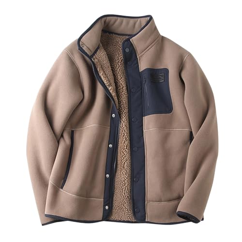 Fleece Pullover Herren Mode Winter Sweatjacke Teddyjacke Fall Sweater Outdoor Warm Parka Fleecepullover Trachtenjacke Fleecejacke Kaffee XL von SKFLABOOF