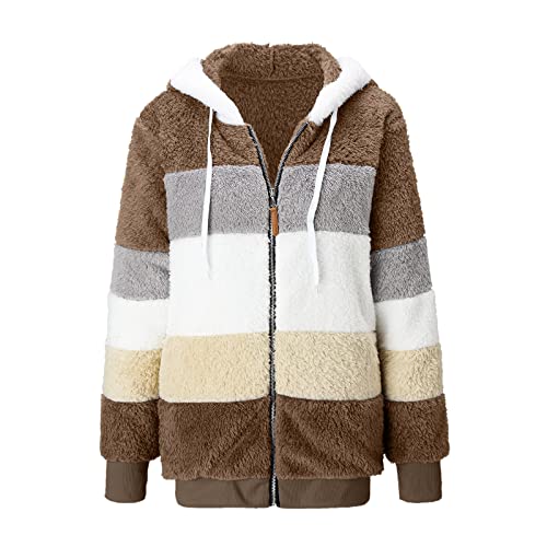 Fleecejacke Damen - Jogging Jacke College Fleece Elegant Womens Jacket Leichte Steppjacke Sportliche Sommer-Steppjacke Für Freizeit Winter Sweatshirtjacke Sweatjacke F Khaki, XXL von SKFLABOOF