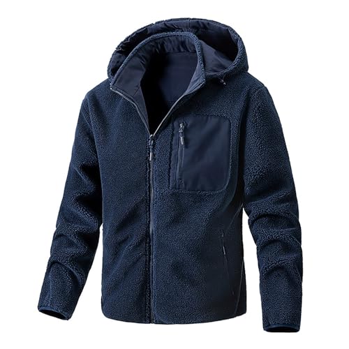 Fleecejacke Damen - Leichte Steppjacke Womens Jacket Sport Fleece Sweatjacke Fitness Elegant Pullover Oversize Classics Strickjacke College Jacke Laufjacke F1 Blau, 3XL von SKFLABOOF