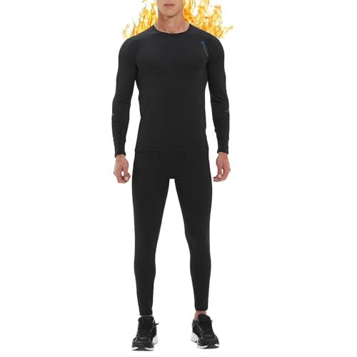 Funktionsunterwäsche Herren 2 Teilig Set Thermohose Activewear Männer Skihose Übergröße Thermo Unterwäsche Unterhosen Schwarz M von SKFLABOOF